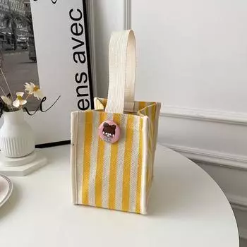 Полосатая сумка-тоут, мультяшная сумка для ланча, портативные ручные сумки, для девочек