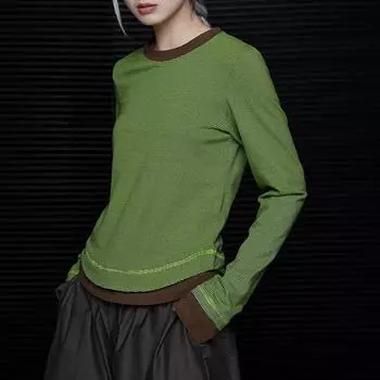 Полосатая толстовка из хлопка, свободный топ с длинными рукавами, удобный повседневный свитер с круглым вырезом M белый