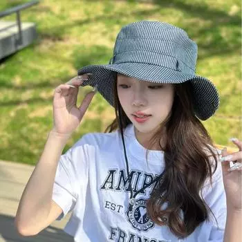 Полосатая универсальная альпинистская шляпа для женщин, весна-лето, новая шляпа от солнца, джинсовая мода, рыболовная шляпа для мужчин M56-58cm темно-синий