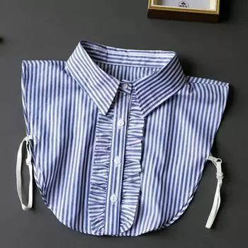 Полосатая женская рубашка с искусственным воротником, джинсовая женская рубашка с искусственным воротником и оборками, съемный воротник для женщин, съемный лацкан, искусственный галстук