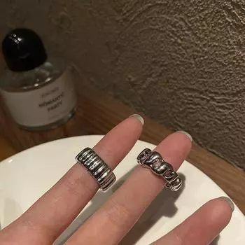 Полосатое кольцо женское модное простое нишевое дизайн Sense Plain Ring Ring Open Регулируемое кольцо для указательного пальца