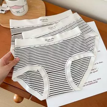 Полосатое нижнее белье, женские модные трусики, удобные трусы
