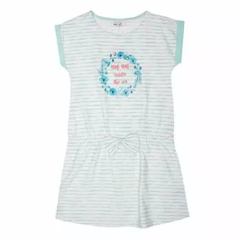 Полосатое платье с бантом и цветочным узором Детское NAF NAF