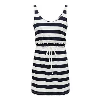 Полосатое платье с кулиской ТОЛЬКО для женщин M темно-синий