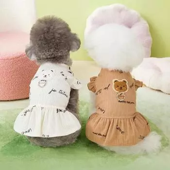 Полосатое платье с рукавами-крылышками для домашних животных, плюшевый мишка для маленькой собаки с жилетом-шнурком, нагрудник для кошки, платье для медведя на весну и лето, одежда для щенков XS