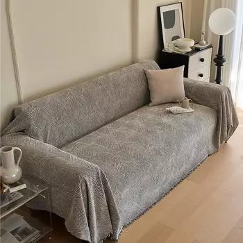 Полосатое полотенце для дивана из шенилла для декора гостиной, градиентный узор, короткие плюшевые чехлы для диванов, чехлы с художественными кисточками 180x130