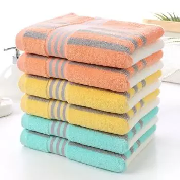 Полосатое полотенце для лица Хлопковое полотенце для рук Полотенце для сухих волос Банное полотенце для ванной комнаты жёлтый