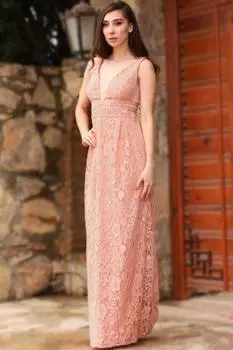 Полосатое женское длинное вечернее платье