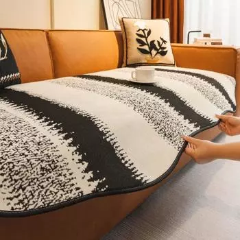 Полосатые диваны Ковровые покрытия для диванов Коврик Секционный диван Пушистый нескользящий чехол для дивана из шенилла Неровность Подушка Ковер 90x90cm