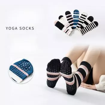 Полосатые носки для йоги и голени для женщин, осенние, средней длины, нескользящие, носки для пилатеса, большие, эластичные, плотно облегающие, дизайн One size fits all черный белый