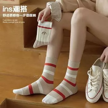 Полосатые носки и гольфы, носки из хлопка, носки-трубы с буквами, женские носки, модные, спортивные, универсальные average size