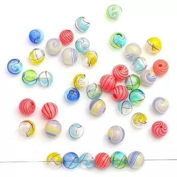 Полосатые полые стеклянные бусины с ручной росписью 14 мм 1 шт. для ювелирных аксессуаров своими руками