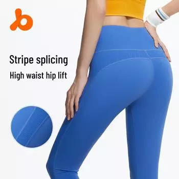 Полосатые штаны для йоги с высокой талией Juyitang - летние дышащие, подтягивающие бедра, обтягивающие живот, спортивные брюки для бега и фитнеса M