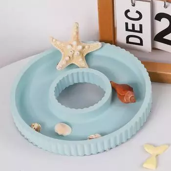 Полосатые силиконовые формы для подносов 17 см, блестящие полоски, круглые бетонные формы, формы для подносов из смолы, декоративные литейные формы для подносов