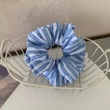 Полосатые синие резинки для волос большого размера, свежие, милые, эластичные, женские аксессуары для волос