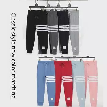 «Полосатые спортивные брюки унисекс из пряжи с узором из четырех полос» 30