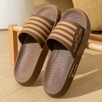 Полосатые тапочки для мальчиков на лето, мягкая подошва для купания, износостойкие домашние тапочки для ванной комнаты 40/41 чёрный