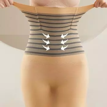 Полосатые утягивающие брюки с высокой талией, утягивающие бедра, корректирующее белье, женские леггинсы с упругими ягодицами, трусики M чёрный