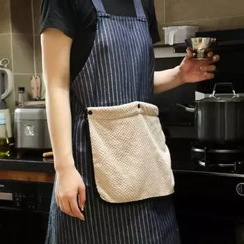 Полосатый грязеотталкивающий кухонный фартук с карманом и съемным полотенцем для рук для женщин и мужчин, дышащий ресторанный фартук с перекрестными швами для готовки темно-синий