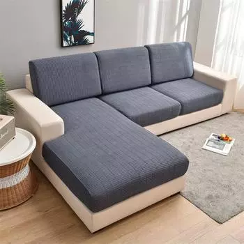 Полосатый клетчатый чехол для подушки на сиденье дивана, эластичный съемный чехол для стула, чехол для дивана из флиса, моющийся жаккардовый чехол для дивана Normal Size (S)-1pc чёрный