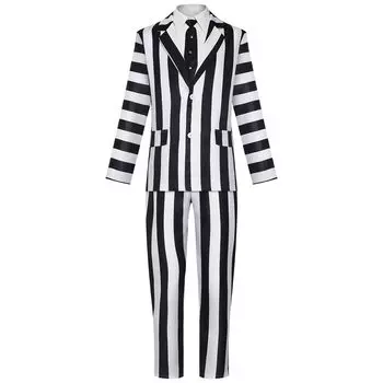 Полосатый костюм Beetlejuice Косплей Костюм для мужчин, женщин, детей, одежда для косплея, аниме-костюм, маскировка для вечеринки, костюм на Хэллоуин, культурный