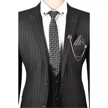 Полосатый костюм-тройка с жилетом и двойными разрезами DeepSEA 2300264