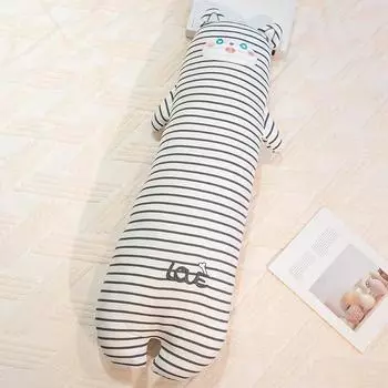 Полосатый кролик длинная подушка-валик съемный хаски собака динозавр нога длинная кукла для девочки подушка для сна 90cm0.95kg