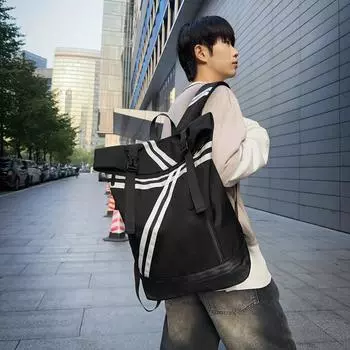 Полосатый лоскутный рюкзак Roll Up для мужчин, для занятий фитнесом и спортом, для школьников и студентов Nylon
