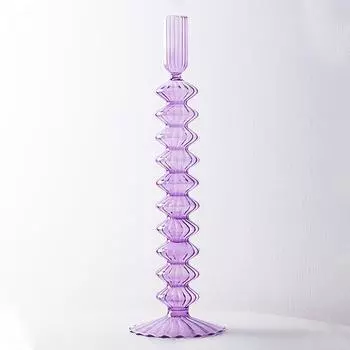 Полосатый многокольцевой подсвечник, водная стеклянная ваза, красочный прозрачный подсвечник