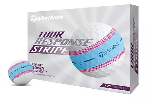 Полосатый мяч Taylor Made Golf Tour Response Dozen Blue/Pink