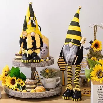 Полосатый принт, кукла гном, элемент дня пчелы, безликий орнамент эльфа, обувь, фигурка гнома, тканевая кукла, домашний декор Men