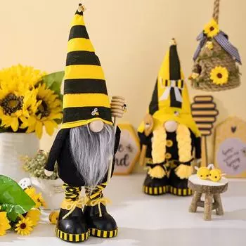 Полосатый принт, кукла гном, элемент дня пчелы, безликий орнамент эльфа, обувь, фигурка гнома, тканевая кукла, домашний декор Men