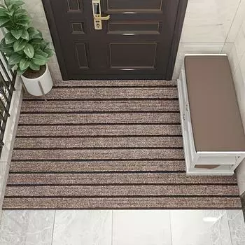 Полосатый противоскользящий водонепроницаемый дверной коврик прочный пылезащитный уличный входной коврик легко чистить можно разрезать дизайн семь 40x60cm коричневый