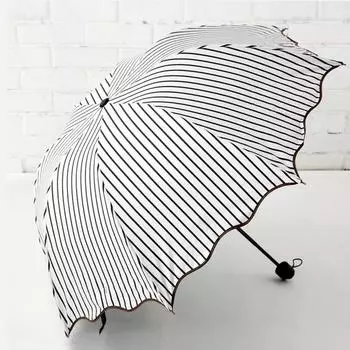 Полосатый прозрачный зонт двойного назначения, складной черный резиновый солнцезащитный козырек и солнцезащитный зонт от солнца для студенток, японское культурное свежее творчество