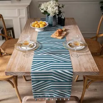 Полосатый рисунок на столешнице Обеденный журнальный столик для кухни Теплоизоляция для дома Свадьба Ресторан Украшения Камино де Меса 33x140cm