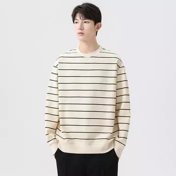 Полосатый свитер мужской осенний американский ретро свободный повседневный пиджак M