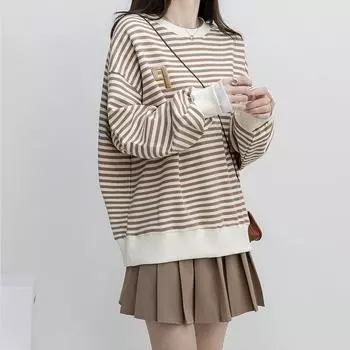 Полосатый, Толстовка с капюшоном, Женская, Верх, Свободный крой, Футболка M синий