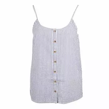 Полосатый топ на бретелях с коричневыми пуговицами Женский DEELUXE 74 S синий