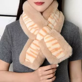 Полосатый утолщенный теплый шарф, женский защитный шарф для шеи, зимний двусторонний универсальный модный универсальный шарф хаки