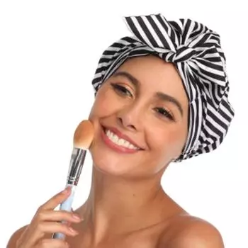 Полосатый узор бант шапочка для душа регулируемая бант шапочка для купания салон красоты полосатая шапочка для душа дома чёрный/белый