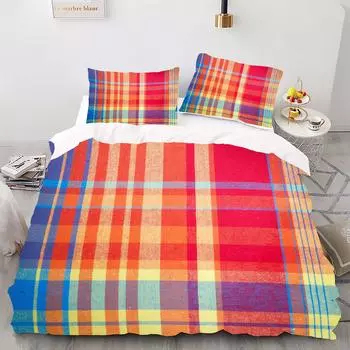 Полосатый узор - Комплект постельного белья с цифровой печатью - Полиэстер - Декор для спальни - 1 покрывало + 2 наволочки (нет подушки) 173x229cm