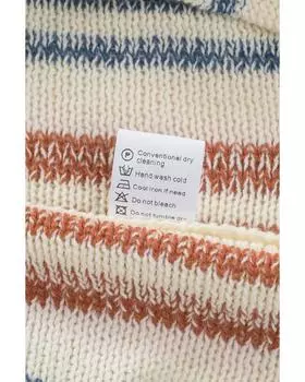 Полосатый вязаный свитер Azura Exchange с карманом-кенгуру и капюшоном M разноцветный