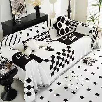 Полосатый жаккардовый чехол для дивана с защитой от царапин, синельное полотенце для дивана для гостиной, цельный тип, четыре сезона, чехол для дивана, одеяло 130x180