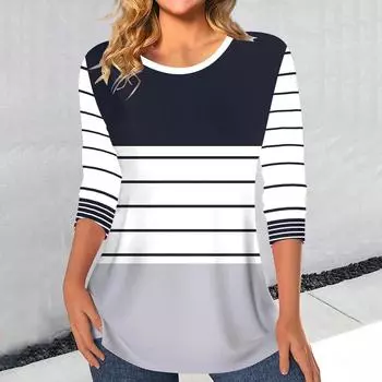 Полосатый женский свитер, простая женская футболка с длинными рукавами, повседневная винтажная одежда, осенний пуловер, футболка для женской уличной одежды 5XL