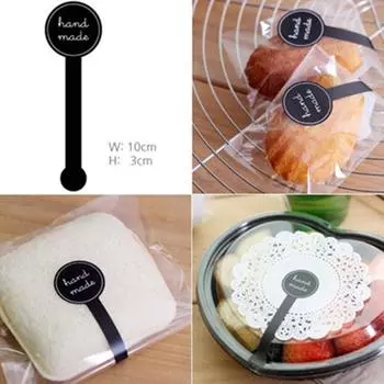 Полоска 70 шт. черная ручная упаковка запечатывание ручной работы торт крафт-бумага наклейки наклейки для выпечки 10 x 3cm