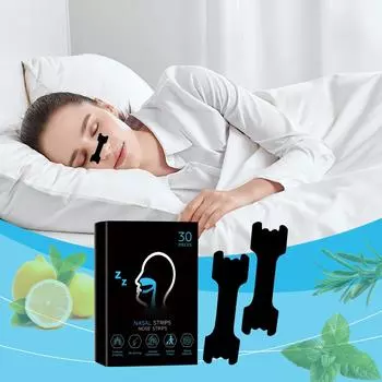 Полоска для дыхания в носу от храпа, пластырь от храпа, помогает избавиться от храпа и заложенности носа, спи спокойно, 30 шт. One Size белый