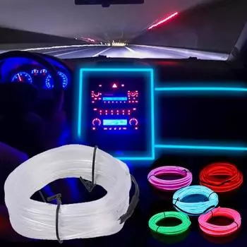 Полоска окружающего света для салона автомобиля, оптоволоконная атмосфера, неоновые светодиодные фонари, USB-вечеринка, декоративные лампы, полоска, авто, DIY, окружающий свет