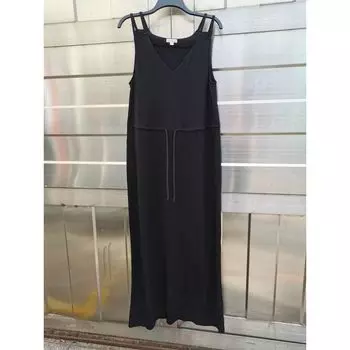 Полоски Длинное Хлопковое Бомбер Повседневная Мода Подтяжки Платье Black XS