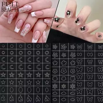 Полоски для французского маникюра, формы для ногтей, направляющие для французских кончиков, наклейки для ногтей, геометрические линии, наклейки, лаковые обертывания, трафареты для аэрографа