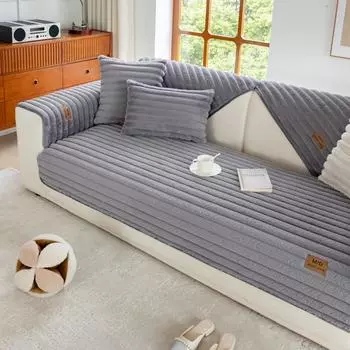 Полоски жаккардовый искусственный мех кролика противоскользящий плюшевый чехол для дивана Immation меховой чехол для диванной подушки для гостиной теплый чехол 60*60